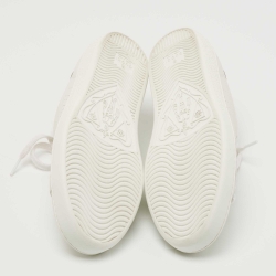 Gucci White/Grey Leather Perforated GG Ace Sneakers Size 37