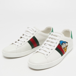 Pre Owned Gucci x Disney White Leather Donald Duck Ace Sneakers Size 38