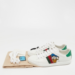 Pre Owned Gucci x Disney White Leather Donald Duck Ace Sneakers Size 38