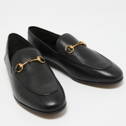 Pre Owned Gucci Black Leather Jordaan Loafers Size 42