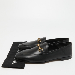 Pre Owned Gucci Black Leather Jordaan Loafers Size 42