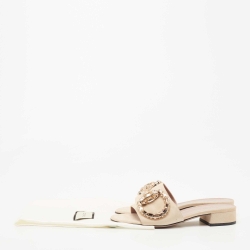 Gucci Beige Suede Crystal Horsebit Maxime Slide Sandals Size 37.5