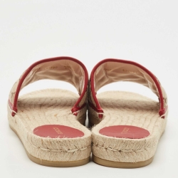 مملوكة مسبقًا Gucci Beige/Brown GG Canvas Double G Espadrille Flat Slides Size 40