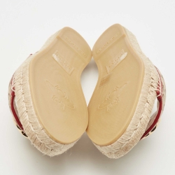 مملوكة مسبقًا Gucci Beige/Brown GG Canvas Double G Espadrille Flat Slides Size 40