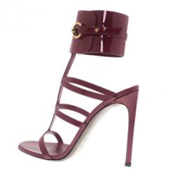 Pre Owned Gucci Raspberry Patent Ursula Gladiator Sandals Size 37.5