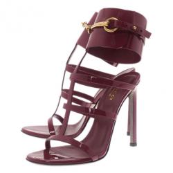 Pre Owned Gucci Raspberry Patent Ursula Gladiator Sandals Size 37.5