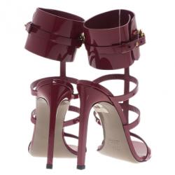 Pre Owned Gucci Raspberry Patent Ursula Gladiator Sandals Size 37.5