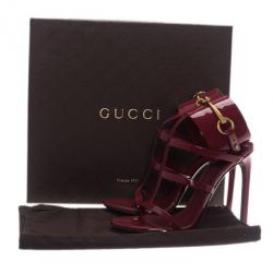 Pre Owned Gucci Raspberry Patent Ursula Gladiator Sandals Size 37.5