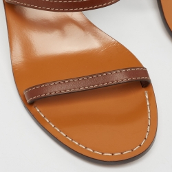 Pre Owned Gucci Brown Leather Slingback Sandals Size 37.5