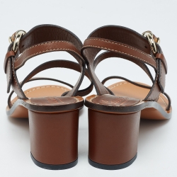 Pre Owned Gucci Brown Leather Slingback Sandals Size 37.5