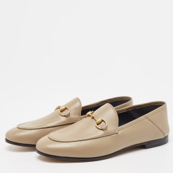 Pre Owned Gucci Brown Leather Horsebit Foldable Loafers Size 37