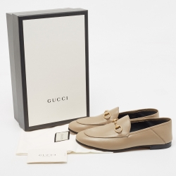 Pre Owned Gucci Brown Leather Horsebit Foldable Loafers Size 37