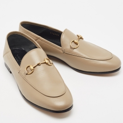 Pre Owned Gucci Brown Leather Horsebit Foldable Loafers Size 37