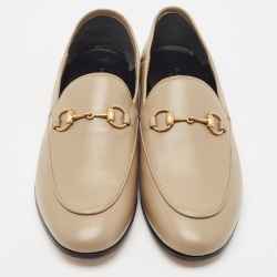 Pre Owned Gucci Brown Leather Horsebit Foldable Loafers Size 37