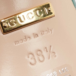 Pre Owned Gucci Green Quilted Leather Logo Embellished Double G Mules Sandals Size 38.5