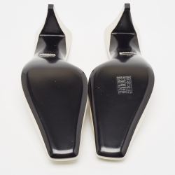 Pre Owned Gucci Off White Leather Mallory Slides Mules Size 39