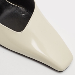 Pre Owned Gucci Off White Leather Mallory Slides Mules Size 39