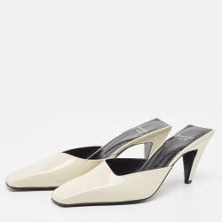 Pre Owned Gucci Off White Leather Mallory Slides Mules Size 39