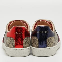 Pre Owned Gucci Beige/Brown GG Supreme Canvas Ace Sneakers Size 36