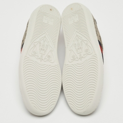 Pre Owned Gucci Beige/Brown GG Supreme Canvas Ace Sneakers Size 36