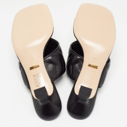 Gucci Black Leather Double G Thong Sandals Size 39