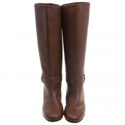Pre Owned Gucci Brown Leather Riding Knee Boots Size 38