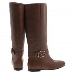 Pre Owned Gucci Brown Leather Riding Knee Boots Size 38