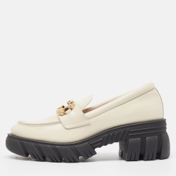 Gucci Cream Leather Interlocking G logo Sneaker Loafers Size 41