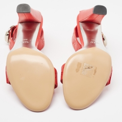 Pre Owned Gucci Red Guccissima Leather Ankle Strap Sandals Size 38