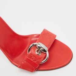 Pre Owned Gucci Red Guccissima Leather Ankle Strap Sandals Size 38
