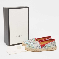 Pre Owned حذاء إسبادريل فلات غوتشي كانفاس فلورا رصاصي مقاس 38.5