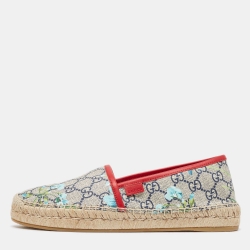 Pre Owned حذاء إسبادريل فلات غوتشي كانفاس فلورا رصاصي مقاس 38.5