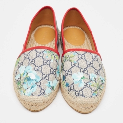 Pre Owned حذاء إسبادريل فلات غوتشي كانفاس فلورا رصاصي مقاس 38.5