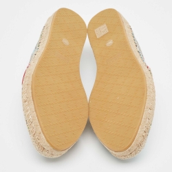 Pre Owned حذاء إسبادريل فلات غوتشي كانفاس فلورا رصاصي مقاس 38.5