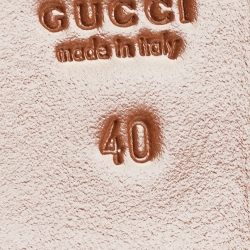 Pre Owned Gucci Brown Leather Web Detail Horsebit T-Strap Flat Sandals Size 40