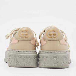 مملوكة مسبقًا Gucci Beige/Pink GG Supreme Canvas and Leather Low Top Sneakers Size 38