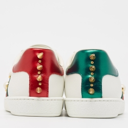 مملوكة مسبقًا Gucci White Leather  Ace Low Top  Sneakers Size 39
