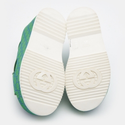 Pre Owned Gucci Green/Blue GG Supreme Canvas Platform Sandals Size 39.5