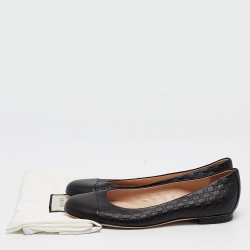 مملوكة مسبقًا Gucci Black Microguccissima Leather Ballet Flats Size 39