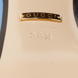 Pre Owned Gucci Blue Floral Print Leather GG Marmont Loafer Pumps Size 38.5