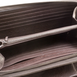 Pre Owned Gucci Grey Ostrich Leather Travel Document Case