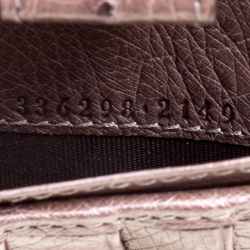 Pre Owned Gucci Grey Ostrich Leather Travel Document Case