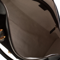 Pre Owned Gucci Black Suede and Leather Duffle Bag