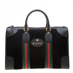 Gucci Black Suede and Leather Duffle Bag Gucci | TLC
