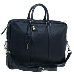 Gucci Black Guccissima Leather Laptop Bag