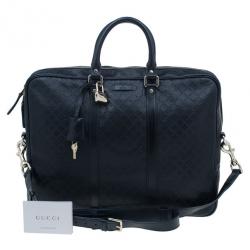 Gucci Black Guccissima Leather Laptop Bag