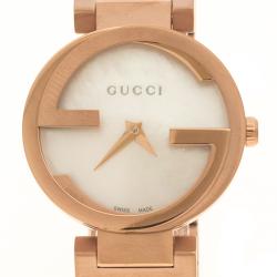 Gucci Interlocking Mother of Pearl Rose Gold Plated Stainless Steel 133.5 Women's Wristwatch 29 mm