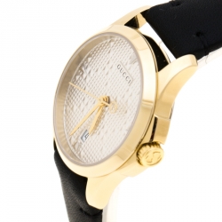 Pre Owned Gucci Silver Gold Plated Stainless Steel G-Timeless 126.5 Women's Wristwatch 27 mm