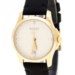 Pre Owned Gucci Silver Gold Plated Stainless Steel G-Timeless 126.5 Women's Wristwatch 27 mm