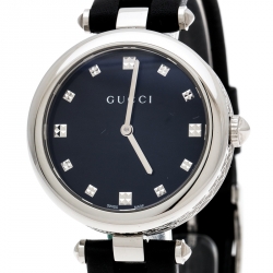 Pre Owned Gucci Black Stainless Steel Diamantissima 141.4 Women's Wristwatch 32 mm
